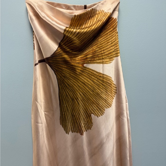 Fleur Strapless Satin Slip Dress Anthropologie Maxi Gingko Pink Brown Size M - Picture 5 of 10